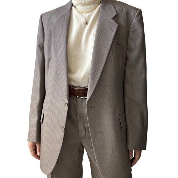 Vintage Christian Dior Gray 100% Wool Suit Sport Coat Blazer Trouser Set 42R - Picture 3 of 16